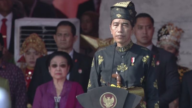 Presiden Jokowi saat pimpin Upacara Peringatan Hari Lahir Pancasila, menyinggung soal stabilitas ekonomi hingga inflasi yang tetap terjaga.