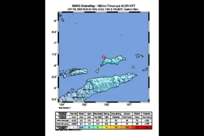 BMKG) menyampaikan bahwa gempa dengan magnitudo 5,5 yang mengguncang wilayah barat laut Wetar Utara, Kabupaten Maluku Barat Daya, Maluku, pada kedalaman 10 kilometer.