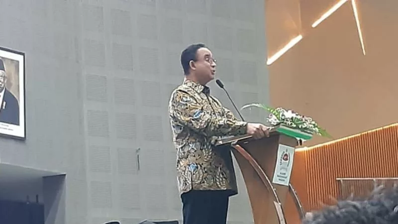 Calon presiden (capres) Anies Rasyid Baswedan memaparkan gagasan pembangunan dalam menentukan arah Indonesia ke depan pada kegiatan silaturahim dan rapat kerja Ikatan Cendikiawan Muslim se-Indonesia (ICMI) di Makassar, Sulawesi Selatan.