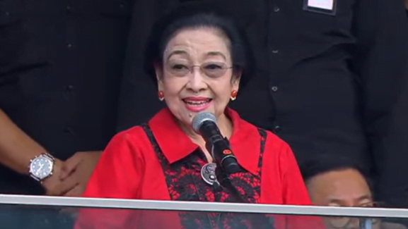 Ketua Umum DPP PDIP Megawati Soekarno Putri menyerukan kepada pendukung pasangan calon nomor urut 3 Ganjar Pranowo dan Mahfud MD untuk Pilpres 2024 kali ini satu putaran. (Foto: Tangkapan Layar/Youtube)
