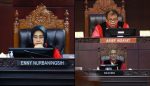 3 Hakim Mahkamah Kosntitusi Dissenting Opinion di Sidang PHPU. (Foto: Erny Nurbaningsih, Arief Hidayat, Saldi Isra)