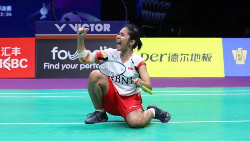 Skuad putri Indonesia akhirnya lolos semifinal Piala Uber 2024 setelah puasa Panjang selama 14 tahun. (Foto: Ester Nrumi Tri Wardoyo/PBSI)