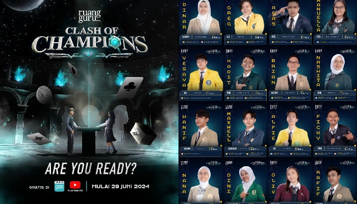 Daftar Lengkap Peserta Clash of Champions, Nama Kampus dan Jurusan. (Foto: Poster dan Daftar Peserta Batch 2 Clash of Champions)