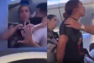 Viral, belakangan ini video yang beredar menggambarkan penumpang menggigit pramugari. (Foto: Tangkapan layar)