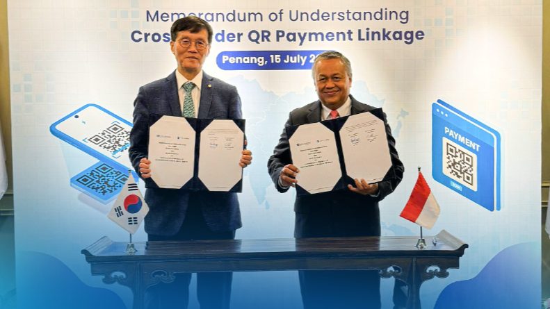 QRIS Bakal Bisa Digunakan di Korea Selatan. (Foto: Bank Indonesia (BI) menandatangani kesepakatan kerja sama dengan Bank of Korea (BoK) terkait pembayaran berbasis QR code/BI)
