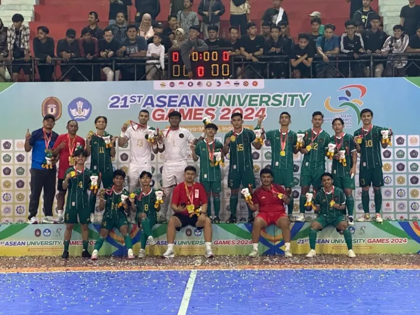 Timnas Futsal Indonesia Raih Medali Emas. (Foto: Timnas Futsal Indonesia raih medali emas di ASEAN University ames 2024/OkeZone)
